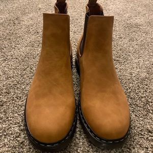 Brown leather boots